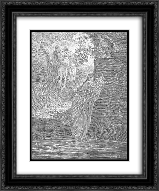 Susanna in the Bath 20x24 Black Ornate Wood Framed Art Print Poster with Double Matting by Dore, Gustave