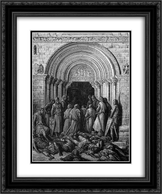 Te Deum After Victory 20x24 Black Ornate Wood Framed Art Print Poster with Double Matting by Dore, Gustave