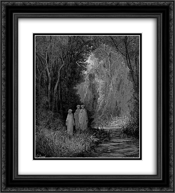 Terrestrial Paradise 20x22 Black Ornate Wood Framed Art Print Poster with Double Matting by Dore, Gustave