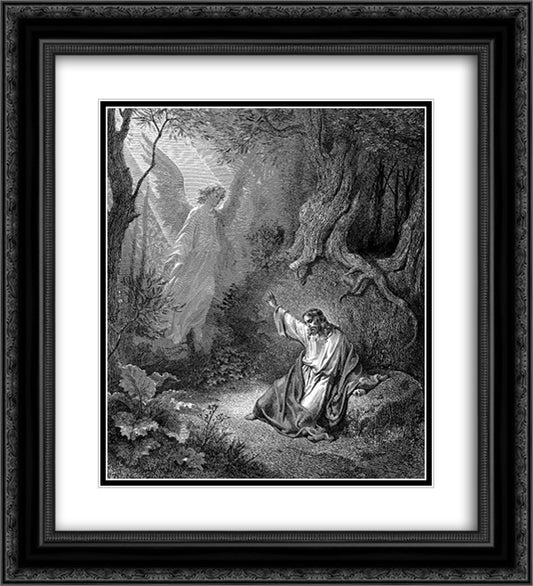 The Agony In The Garden 20x22 Black Ornate Wood Framed Art Print Poster with Double Matting by Dore, Gustave
