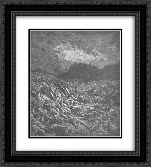 The Ammonite and Moabite Armies Are Destroyed 20x22 Black Ornate Wood Framed Art Print Poster with Double Matting by Dore, Gustave