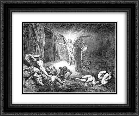The Angel 24x20 Black Ornate Wood Framed Art Print Poster with Double Matting by Dore, Gustave