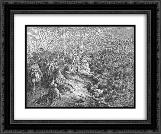 The Angel Is Sent to Deliver Israel 24x20 Black Ornate Wood Framed Art Print Poster with Double Matting by Dore, Gustave