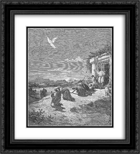 The Angel Raphael and the Family of Tobit 20x22 Black Ornate Wood Framed Art Print Poster with Double Matting by Dore, Gustave