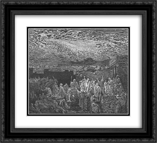The Army Appears in the Heavens 22x20 Black Ornate Wood Framed Art Print Poster with Double Matting by Dore, Gustave