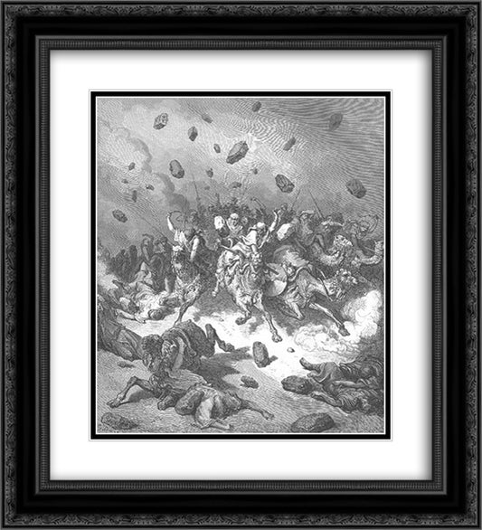 The Army of the Amorites Is Destroyed 20x22 Black Ornate Wood Framed Art Print Poster with Double Matting by Dore, Gustave