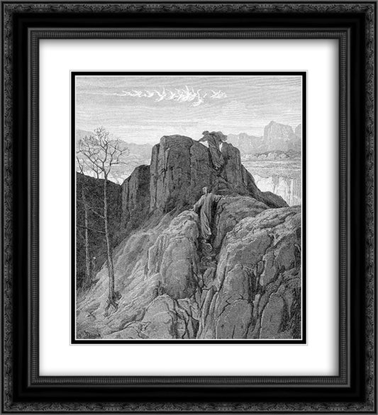 The Ascent 20x22 Black Ornate Wood Framed Art Print Poster with Double Matting by Dore, Gustave