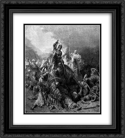 The Battle of Antioch 20x22 Black Ornate Wood Framed Art Print Poster with Double Matting by Dore, Gustave