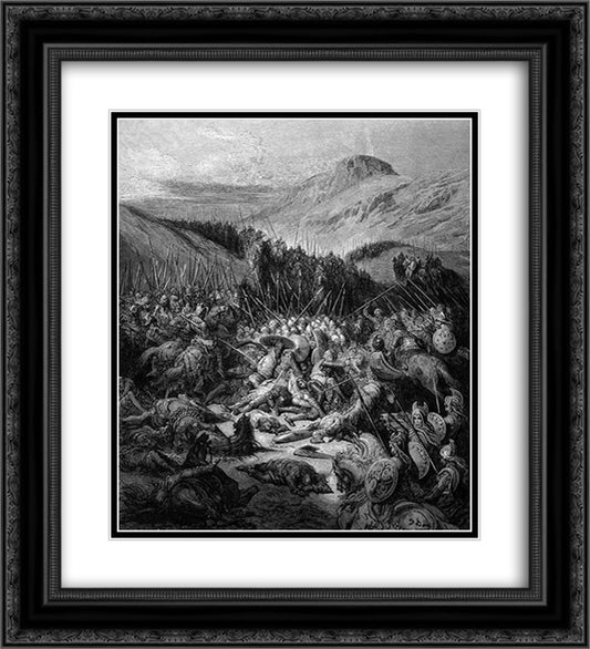 The Battle of Arsuf 20x22 Black Ornate Wood Framed Art Print Poster with Double Matting by Dore, Gustave