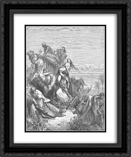 The Benjaminites Take the Virgins of Jabesh gilead 20x24 Black Ornate Wood Framed Art Print Poster with Double Matting by Dore, Gustave