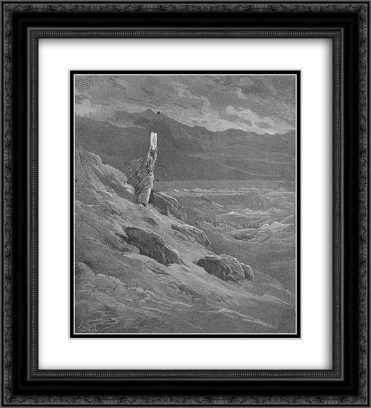 The beseech That Moses might report to them his will And terror cease 20x22 Black Ornate Wood Framed Art Print Poster with Double Matting by Dore, Gustave