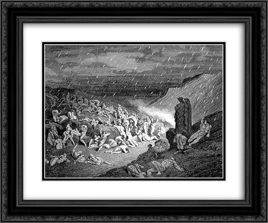 The Blasphemers--Capaneus 24x20 Black Ornate Wood Framed Art Print Poster with Double Matting by Dore, Gustave