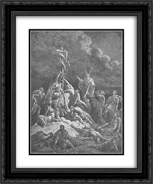 The Bronze Serpent 20x24 Black Ornate Wood Framed Art Print Poster with Double Matting by Dore, Gustave