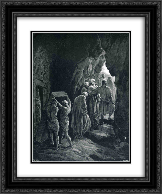 The Burial of Sarah 20x24 Black Ornate Wood Framed Art Print Poster with Double Matting by Dore, Gustave