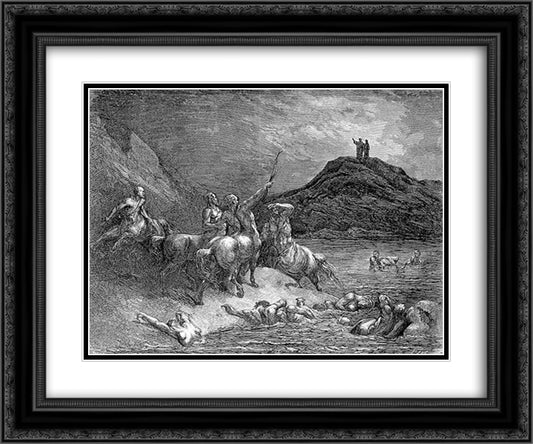 The Centaurs--Nessus 24x20 Black Ornate Wood Framed Art Print Poster with Double Matting by Dore, Gustave
