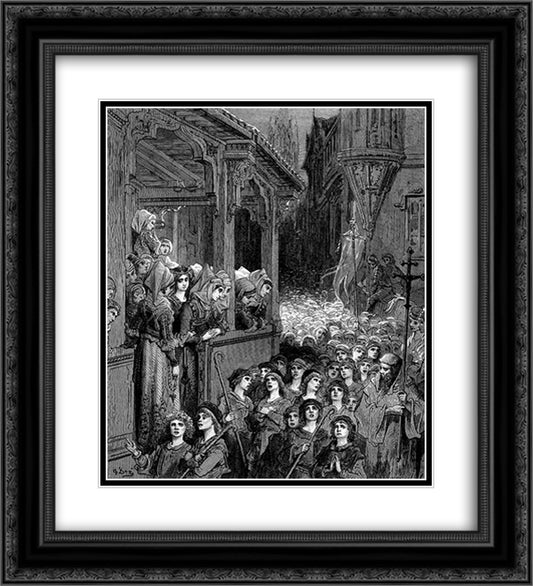The Children's Crusade in 1212 20x22 Black Ornate Wood Framed Art Print Poster with Double Matting by Dore, Gustave