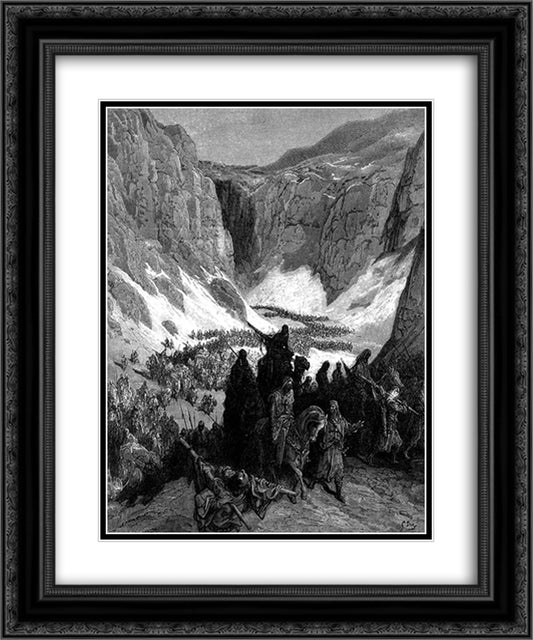 The Christian Army in the Mountains of Judea 20x24 Black Ornate Wood Framed Art Print Poster with Double Matting by Dore, Gustave