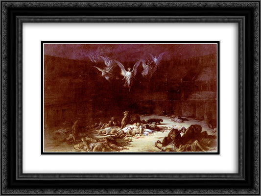 The Christian Martyrs 24x18 Black Ornate Wood Framed Art Print Poster with Double Matting by Dore, Gustave