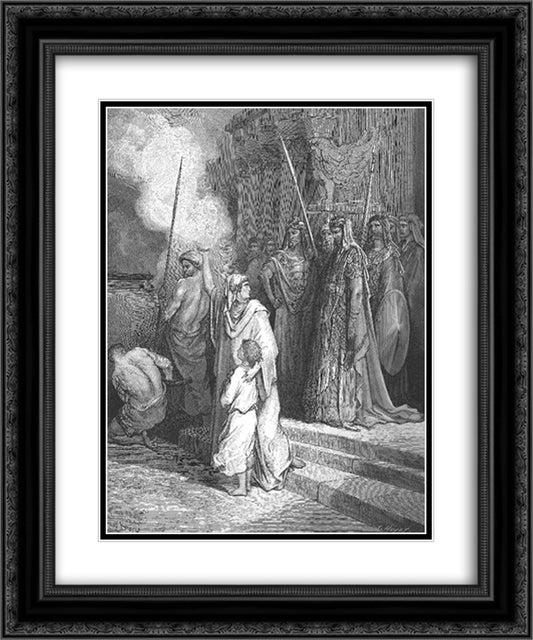 The Courage of a Mother 20x24 Black Ornate Wood Framed Art Print Poster with Double Matting by Dore, Gustave