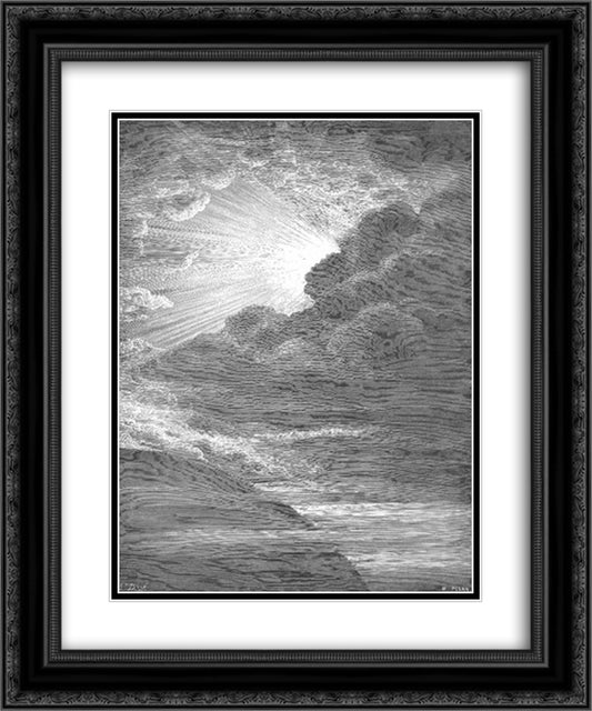 The Creation of Light 20x24 Black Ornate Wood Framed Art Print Poster with Double Matting by Dore, Gustave