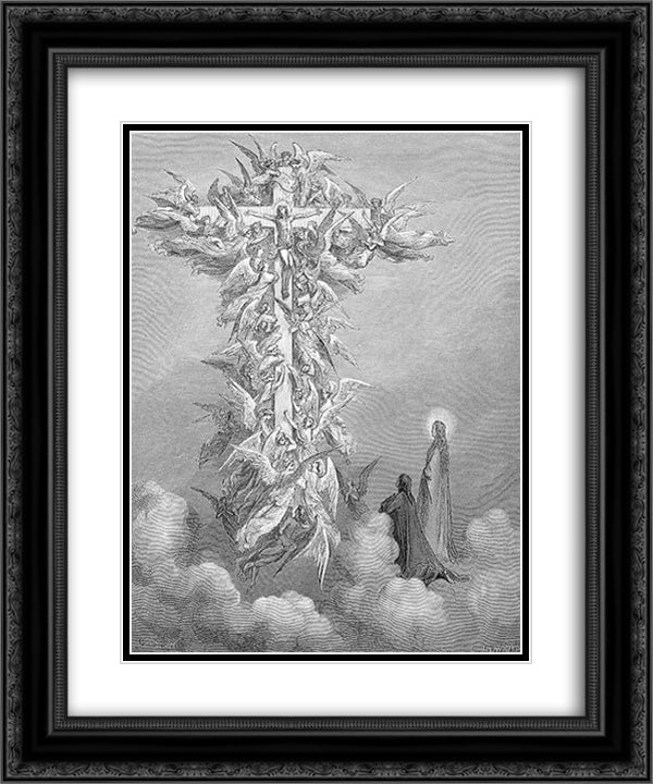 The Cross 20x24 Black Ornate Wood Framed Art Print Poster with Double Matting by Dore, Gustave