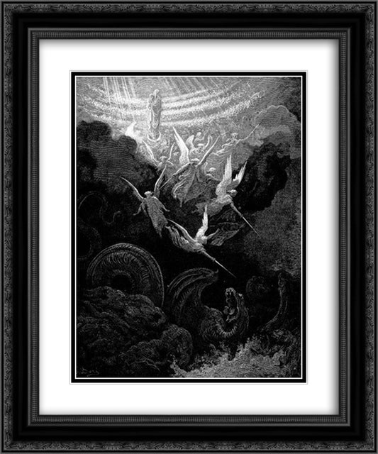 The Crowned Virgin Vision Of John 20x24 Black Ornate Wood Framed Art Print Poster with Double Matting by Dore, Gustave