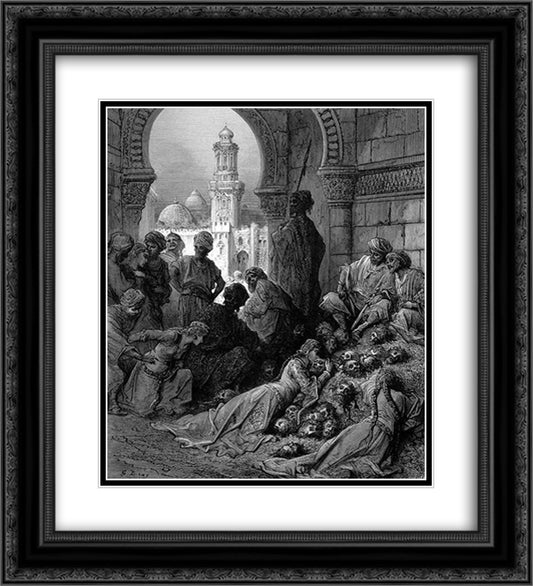 The Cruelties of Bibars 20x22 Black Ornate Wood Framed Art Print Poster with Double Matting by Dore, Gustave
