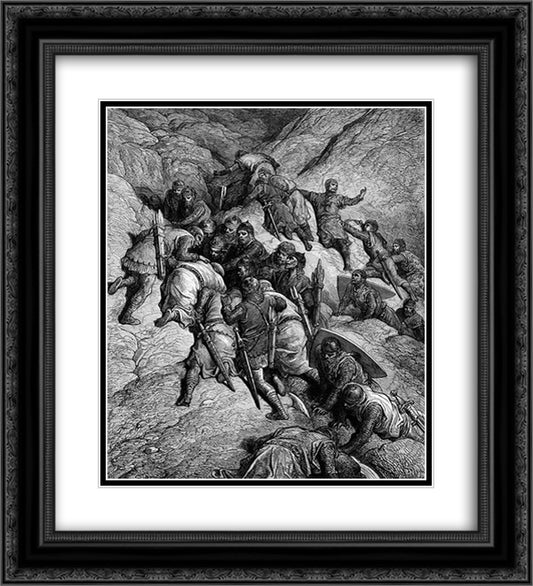 The Crusaders Crossing Mount Taurus 20x22 Black Ornate Wood Framed Art Print Poster with Double Matting by Dore, Gustave