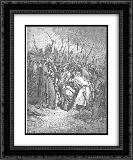 The Death of Agag 20x24 Black Ornate Wood Framed Art Print Poster with Double Matting by Dore, Gustave