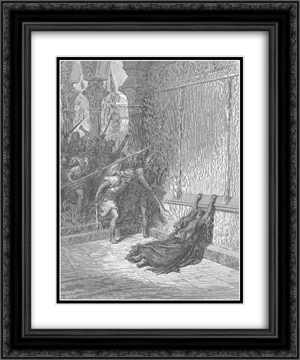 The Death of Athaliah 20x24 Black Ornate Wood Framed Art Print Poster with Double Matting by Dore, Gustave