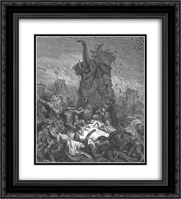 The Death of Eleazar 20x22 Black Ornate Wood Framed Art Print Poster with Double Matting by Dore, Gustave