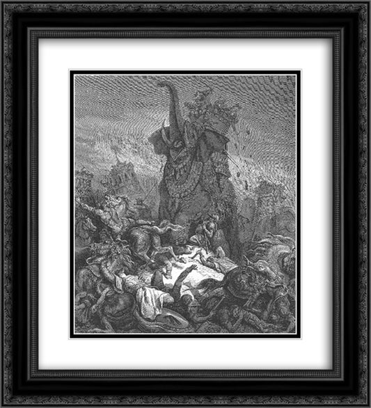 The Death of Eleazar 20x22 Black Ornate Wood Framed Art Print Poster with Double Matting by Dore, Gustave