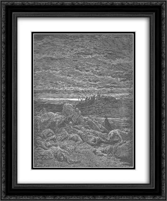 The Death of Gideon's Sons 20x24 Black Ornate Wood Framed Art Print Poster with Double Matting by Dore, Gustave