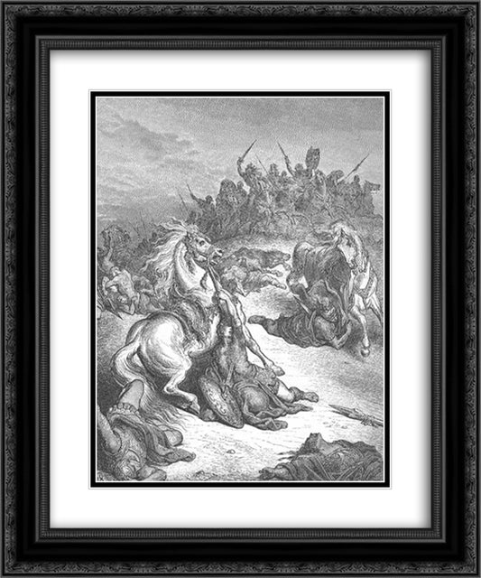 The Death of Saul 20x24 Black Ornate Wood Framed Art Print Poster with Double Matting by Dore, Gustave
