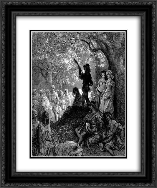 The Departure of Thibault, King of Navarre 20x24 Black Ornate Wood Framed Art Print Poster with Double Matting by Dore, Gustave