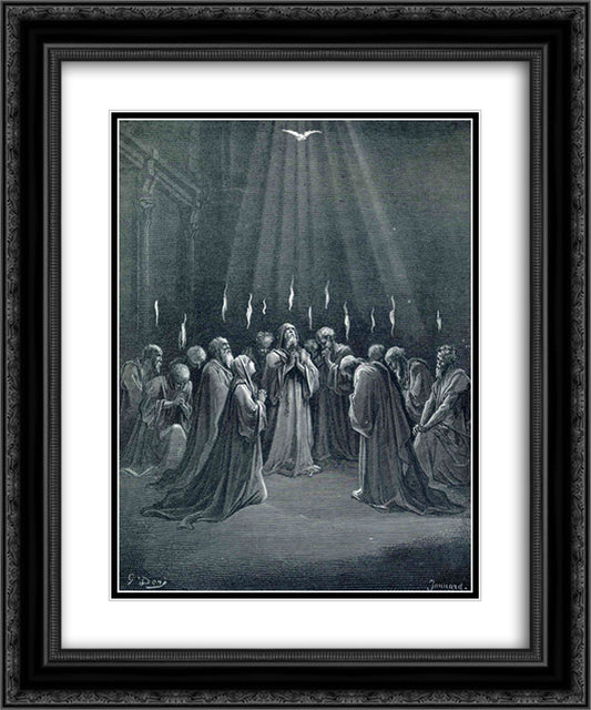 The Descent Of The Spirit 20x24 Black Ornate Wood Framed Art Print Poster with Double Matting by Dore, Gustave