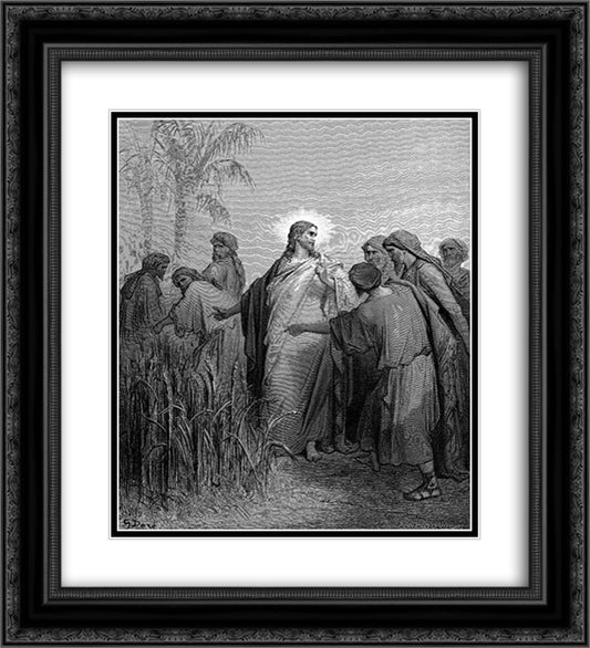 The Disciples Plucking Corn On The Sabbath 20x22 Black Ornate Wood Framed Art Print Poster with Double Matting by Dore, Gustave