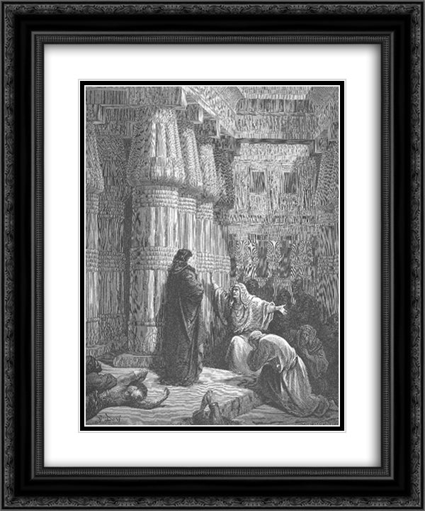 The Egyptians Ask Moses to Depart 20x24 Black Ornate Wood Framed Art Print Poster with Double Matting by Dore, Gustave