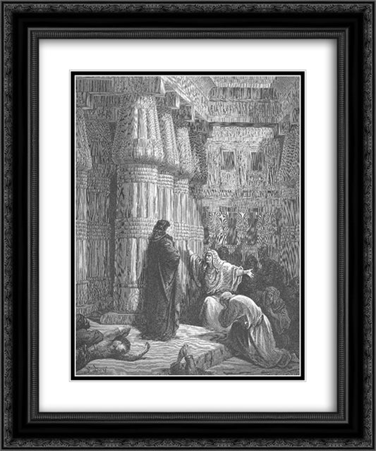 The Egyptians Ask Moses to Depart 20x24 Black Ornate Wood Framed Art Print Poster with Double Matting by Dore, Gustave