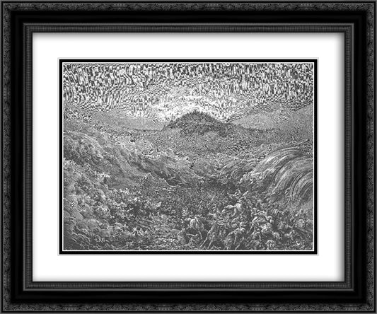 The Egyptians Drown in the Sea 24x20 Black Ornate Wood Framed Art Print Poster with Double Matting by Dore, Gustave