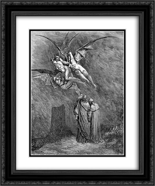 The Erinnys 20x24 Black Ornate Wood Framed Art Print Poster with Double Matting by Dore, Gustave