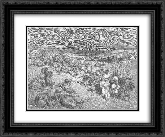 The Fifth Plague. Livestock Disease 24x20 Black Ornate Wood Framed Art Print Poster with Double Matting by Dore, Gustave