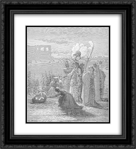 The Finding of Moses 20x22 Black Ornate Wood Framed Art Print Poster with Double Matting by Dore, Gustave