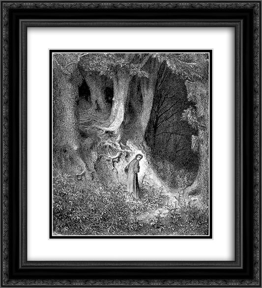 The Forest 20x22 Black Ornate Wood Framed Art Print Poster with Double Matting by Dore, Gustave