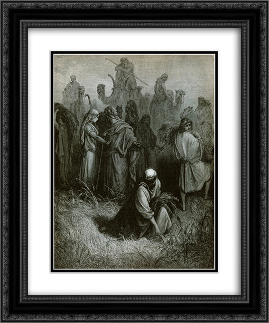 The Gleaners 20x24 Black Ornate Wood Framed Art Print Poster with Double Matting by Dore, Gustave
