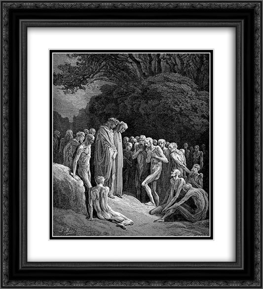 The Gluttons 20x22 Black Ornate Wood Framed Art Print Poster with Double Matting by Dore, Gustave