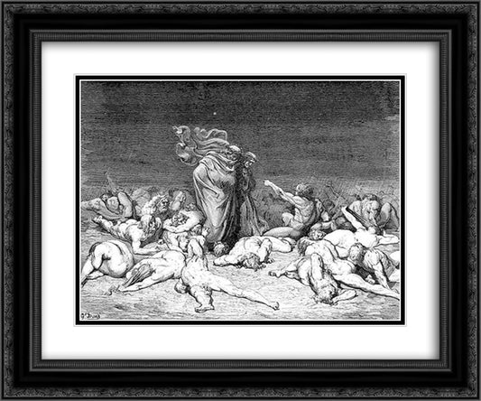 The Gluttons--Ciacco 24x20 Black Ornate Wood Framed Art Print Poster with Double Matting by Dore, Gustave