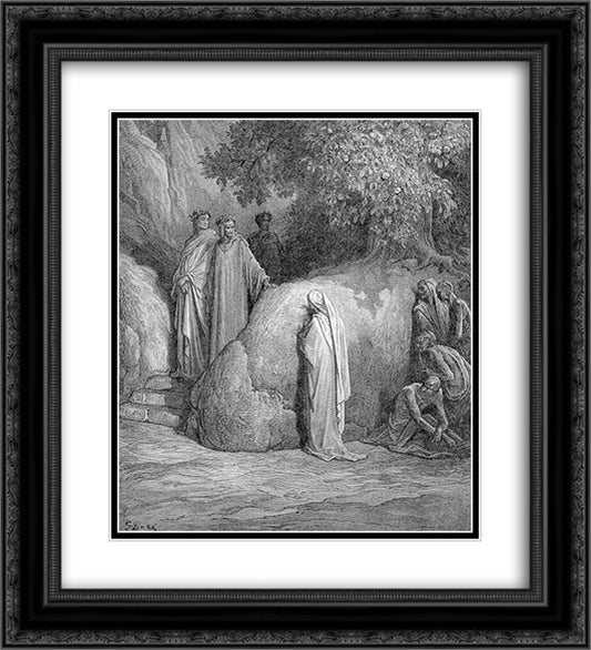 The Gluttons--Forese 20x22 Black Ornate Wood Framed Art Print Poster with Double Matting by Dore, Gustave