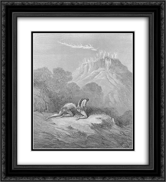 The heavenly bands Down from a sky of jasper lighted now In Paradise 20x22 Black Ornate Wood Framed Art Print Poster with Double Matting by Dore, Gustave
