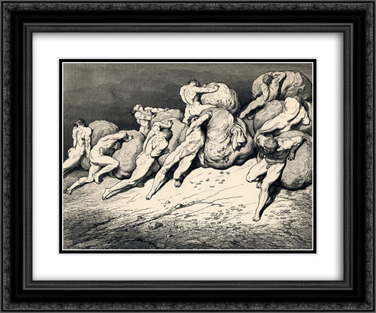 The hoarders and wasters 24x20 Black Ornate Wood Framed Art Print Poster with Double Matting by Dore, Gustave